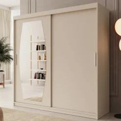Azai - Kledingkast met schuifdeuren - Beige - 200x62x200 cm