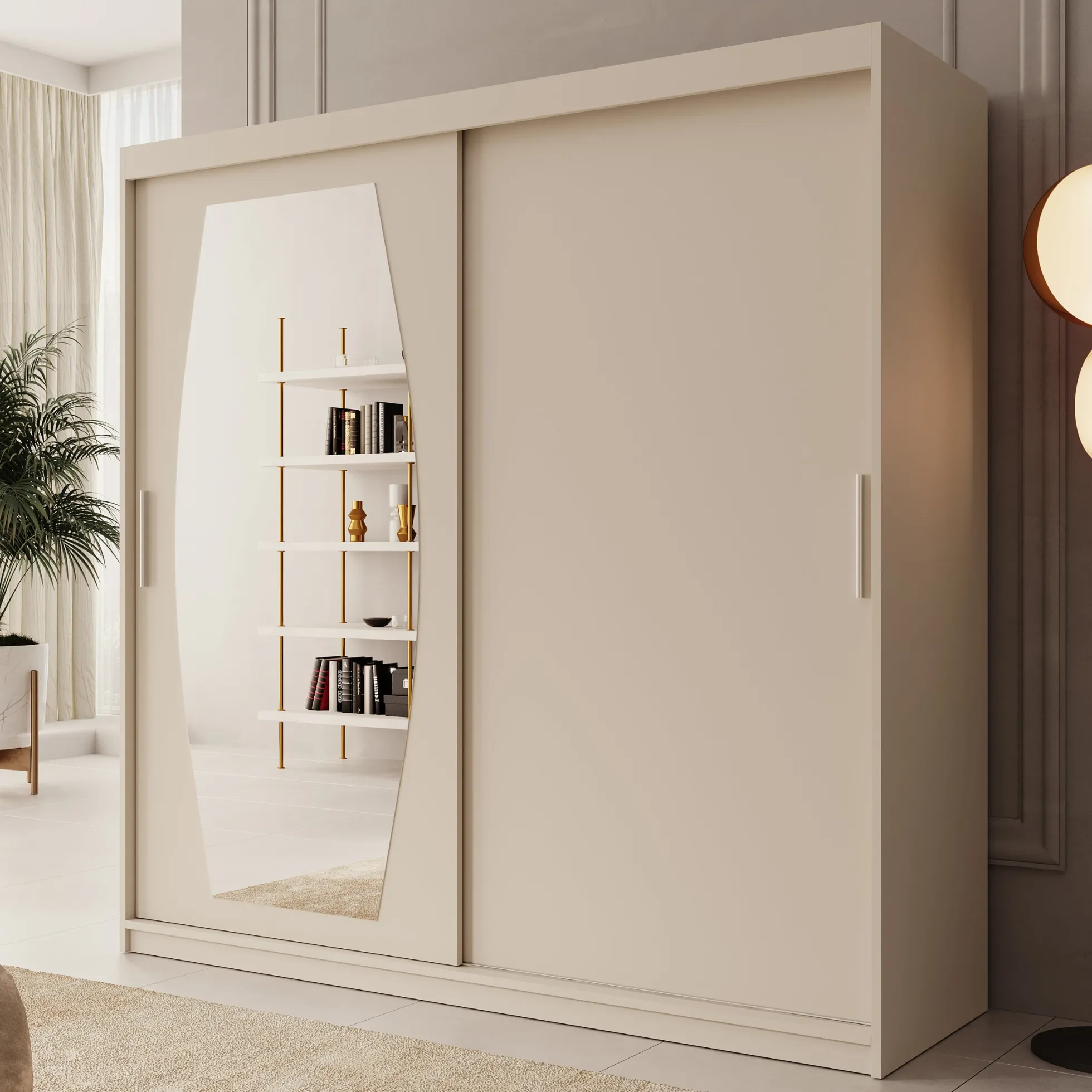 Azai - Kledingkast met schuifdeuren - Beige - 200x62x200 cm