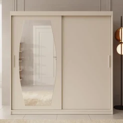 Azai - Kledingkast met schuifdeuren - Beige - 200x62x200 cm