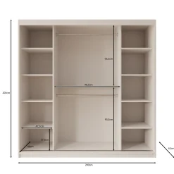 Azai - Kledingkast met schuifdeuren - Beige - 200x62x200 cm