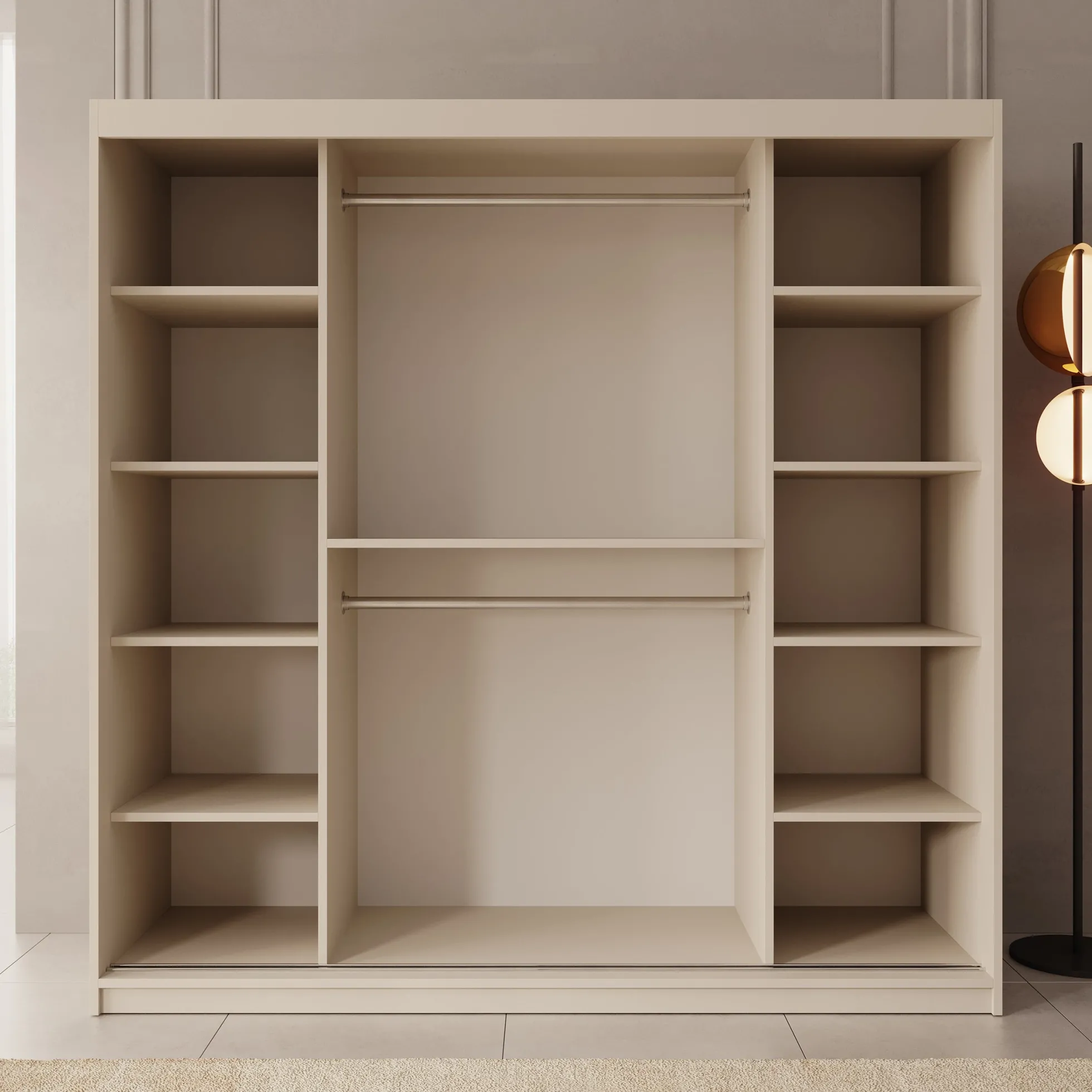 Azai - Kledingkast met schuifdeuren - Beige - 200x62x200 cm