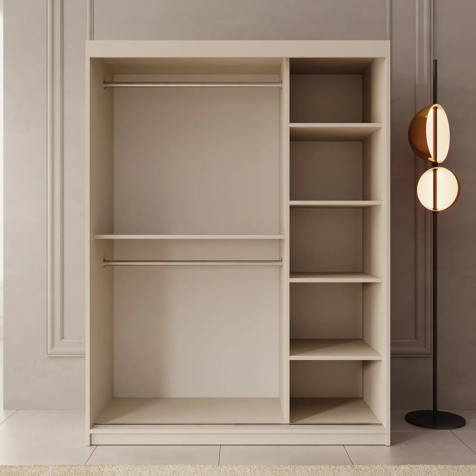 Azai - Kledingkast met schuifdeuren - Beige - 150x62x200 cm