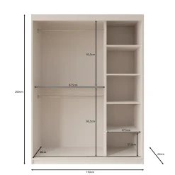 Azai - Kledingkast met schuifdeuren - Beige - 150x62x200 cm