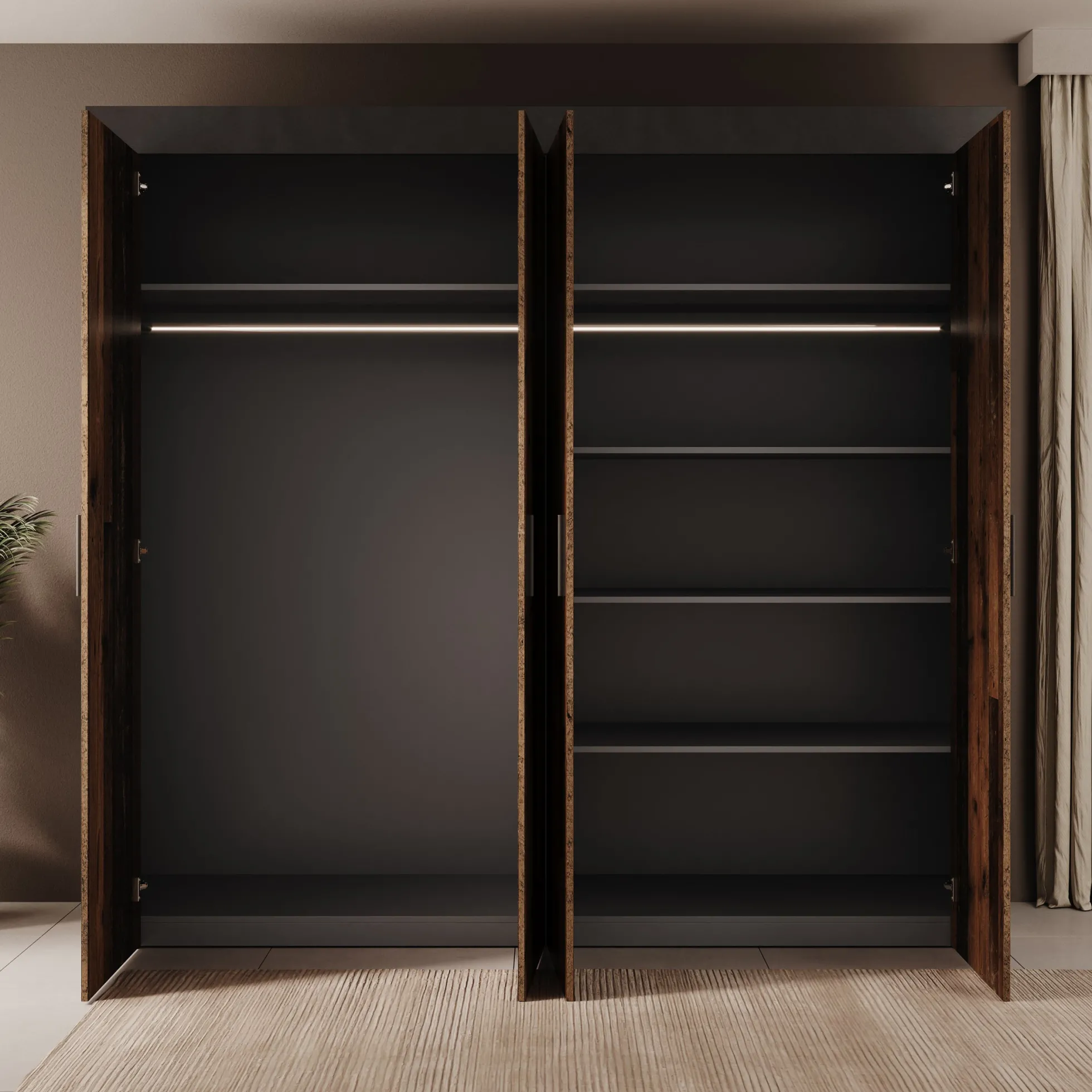 Azen - Kledingkast 4 deurs - Eikenpatroon - 230x54x211 cm