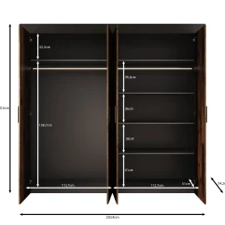 Azen - Kledingkast 4 deurs - Eikenpatroon - 230x54x211 cm