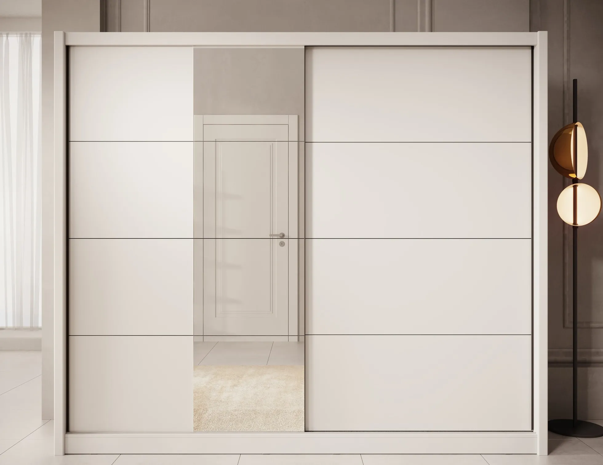 Azul - Kledingkast met schuifdeuren - Wit - 251x60x216 cm