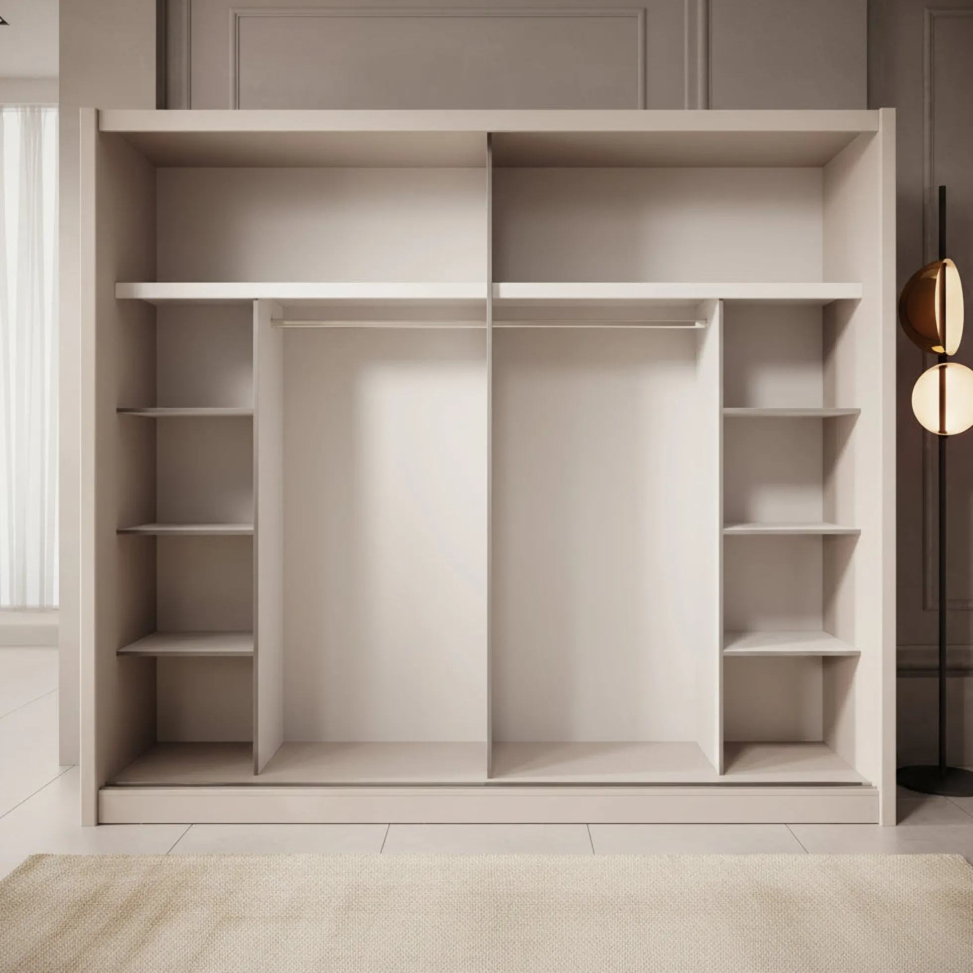 Azul - Kledingkast met schuifdeuren - Beige - 251x60x216 cm