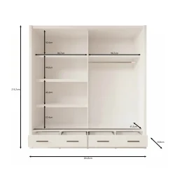 Azul - Kledingkast met schuifdeuren - Eikenpatroon - 205x60x216 cm