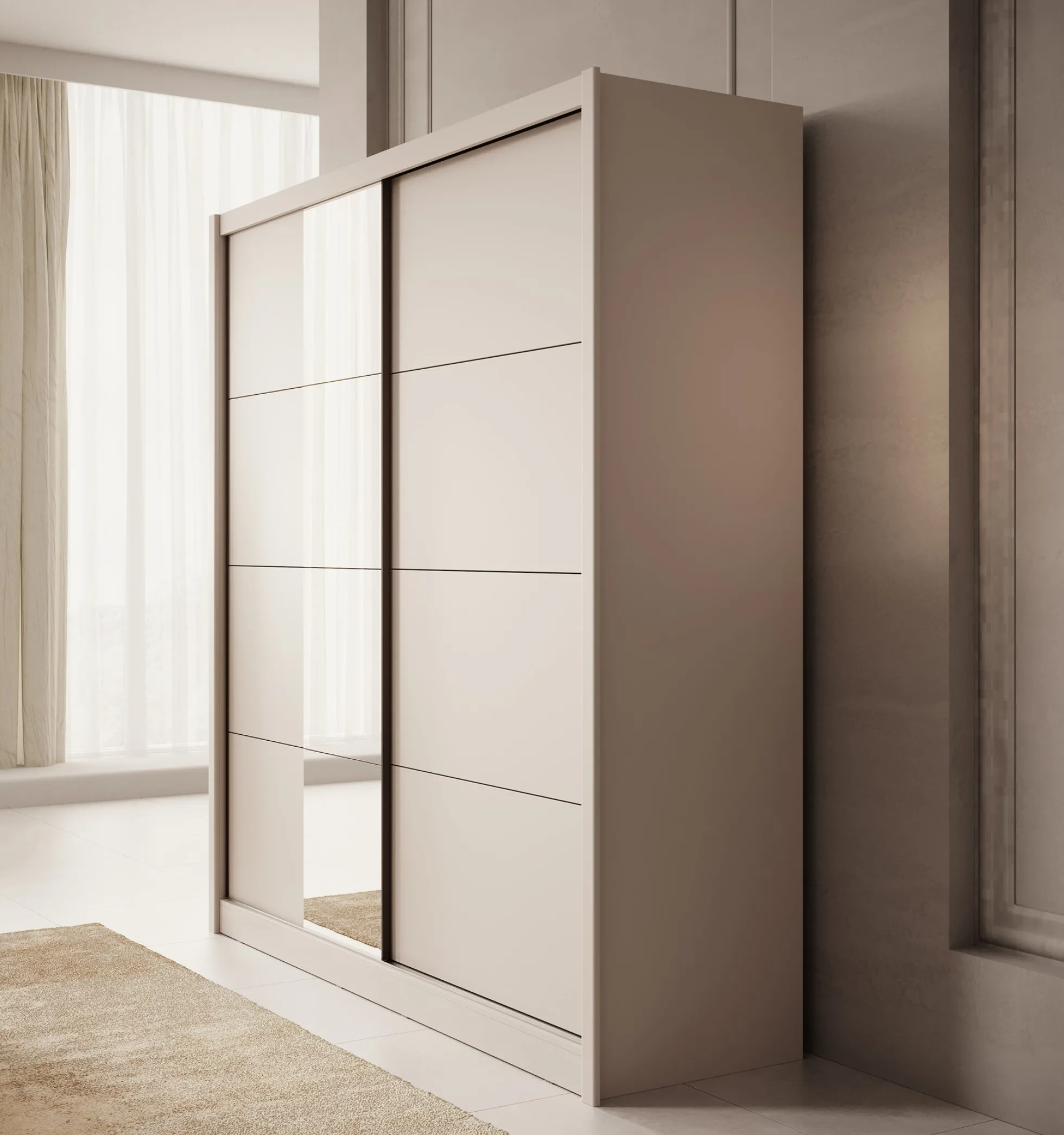 Azul - Kledingkast met schuifdeuren - Beige - 205x60x216 cm