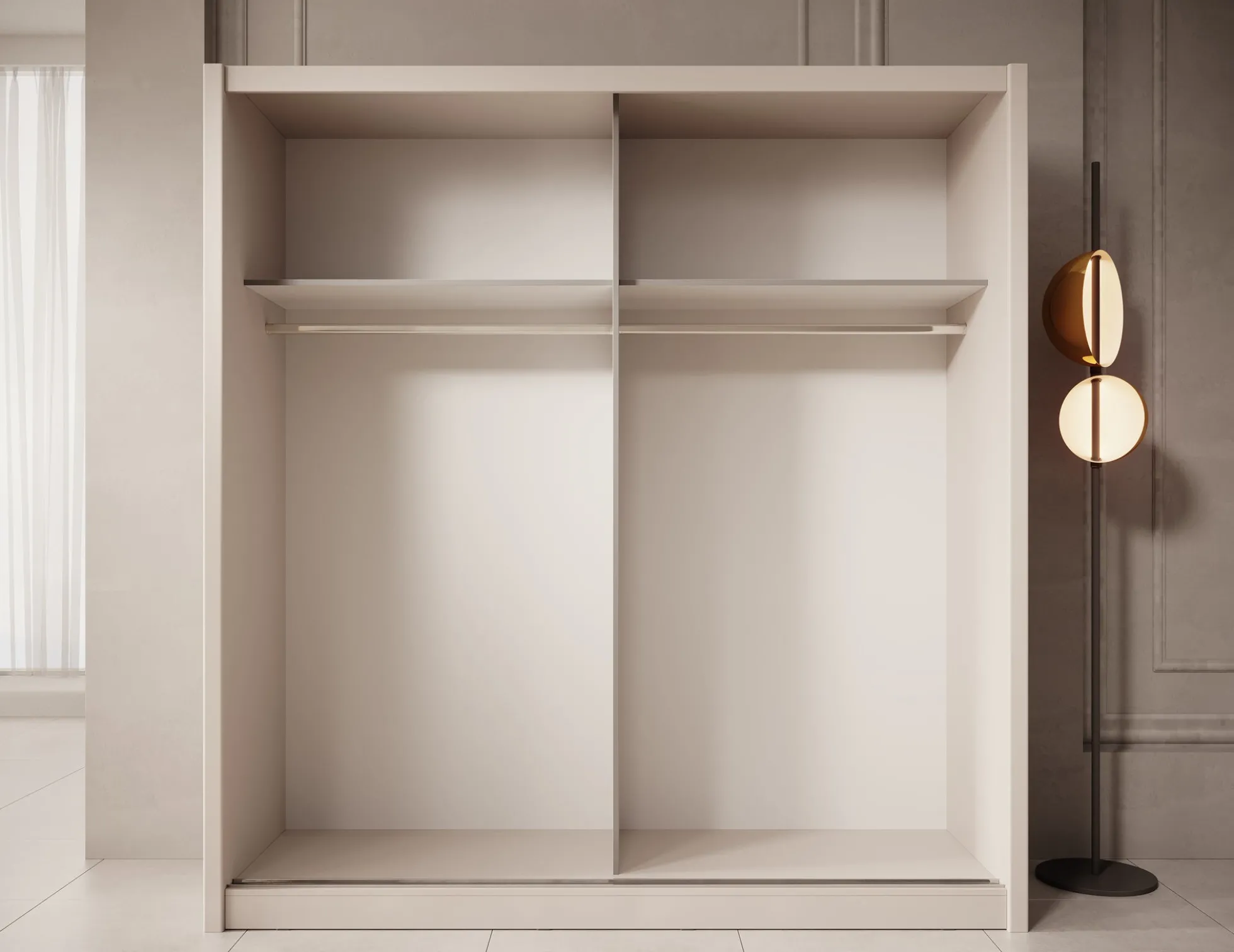 Azul - Kledingkast met schuifdeuren - Beige - 205x60x216 cm