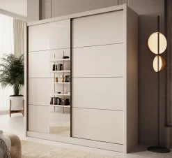 Azul - Kledingkast met schuifdeuren - Beige - 205x60x216 cm