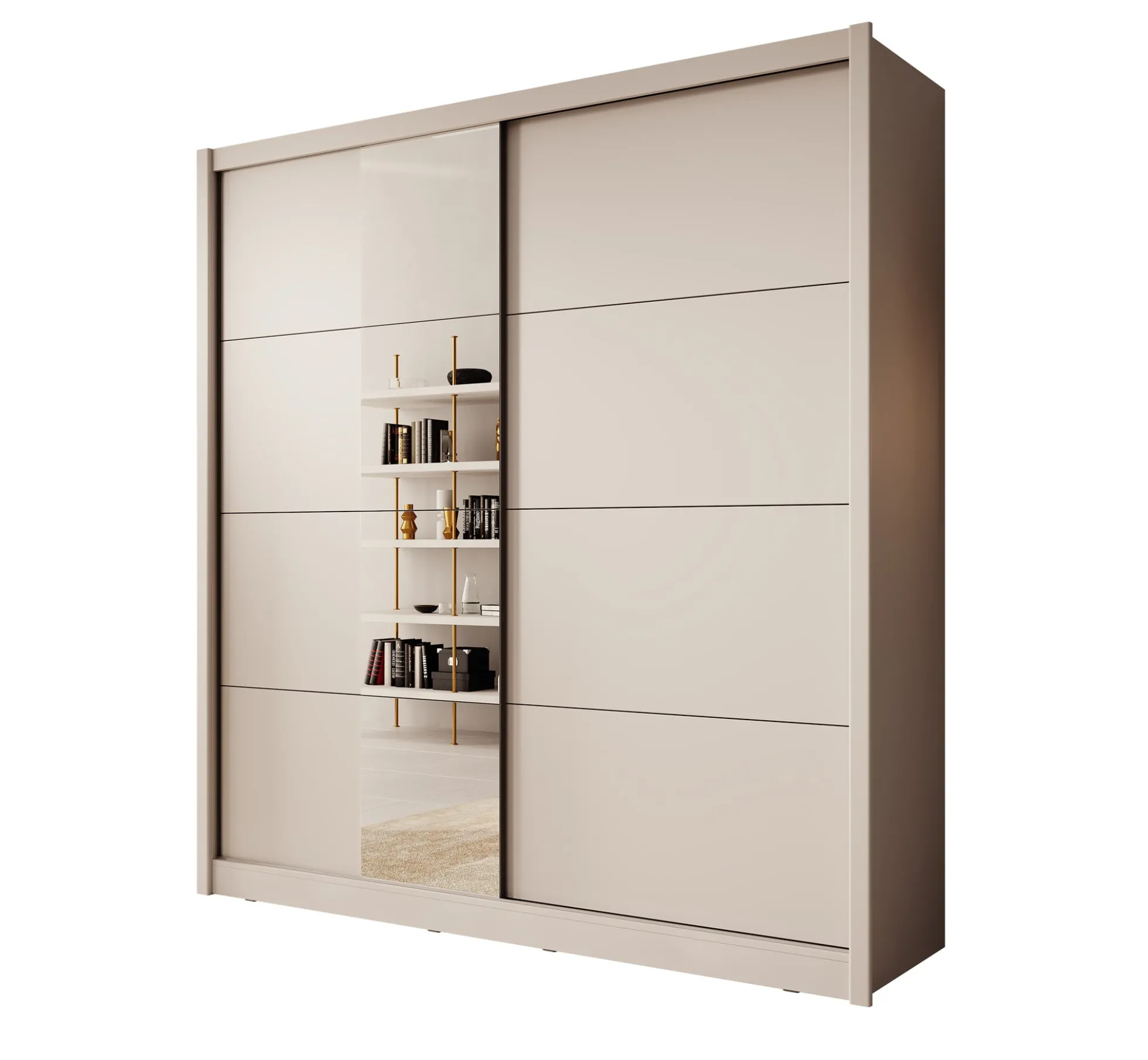 Azul - Kledingkast met schuifdeuren - Beige - 205x60x216 cm
