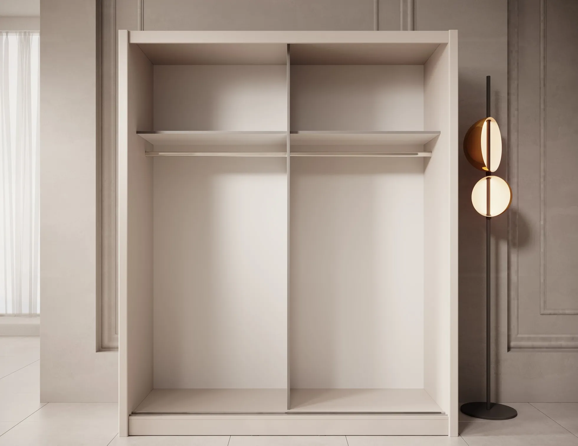Azul - Kledingkast met schuifdeuren - Beige - 180x60x216 cm