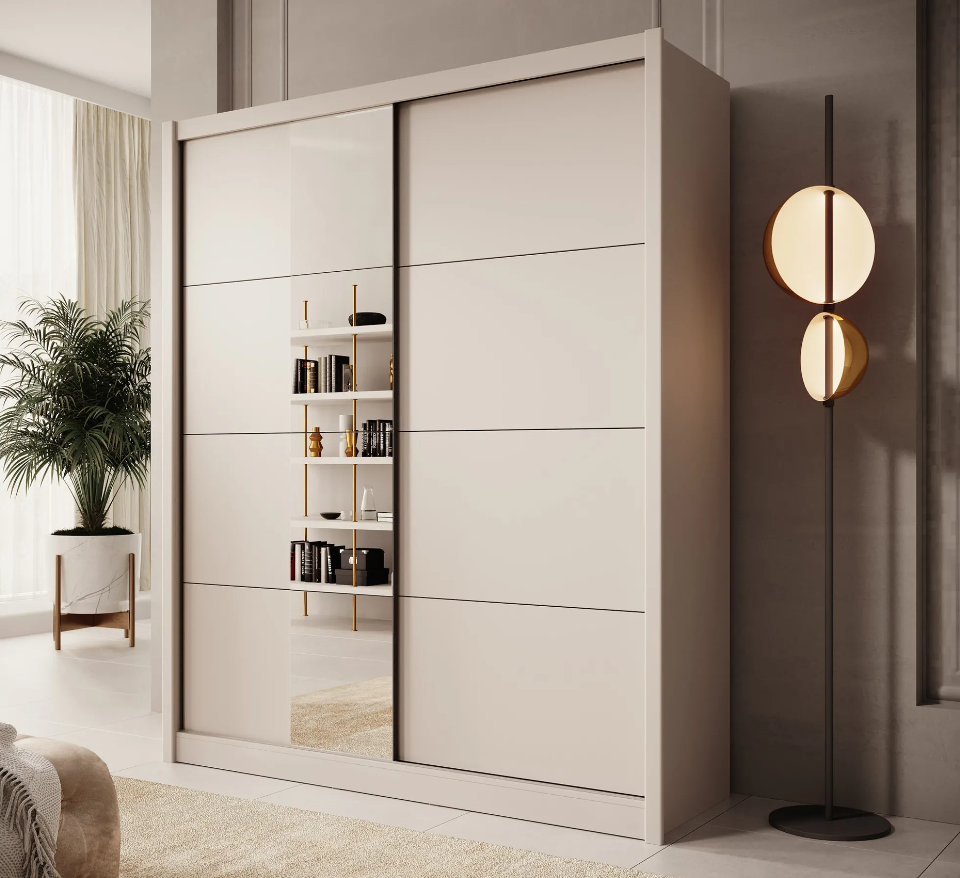 Azul - Kledingkast met schuifdeuren - Beige - 180x60x216 cm