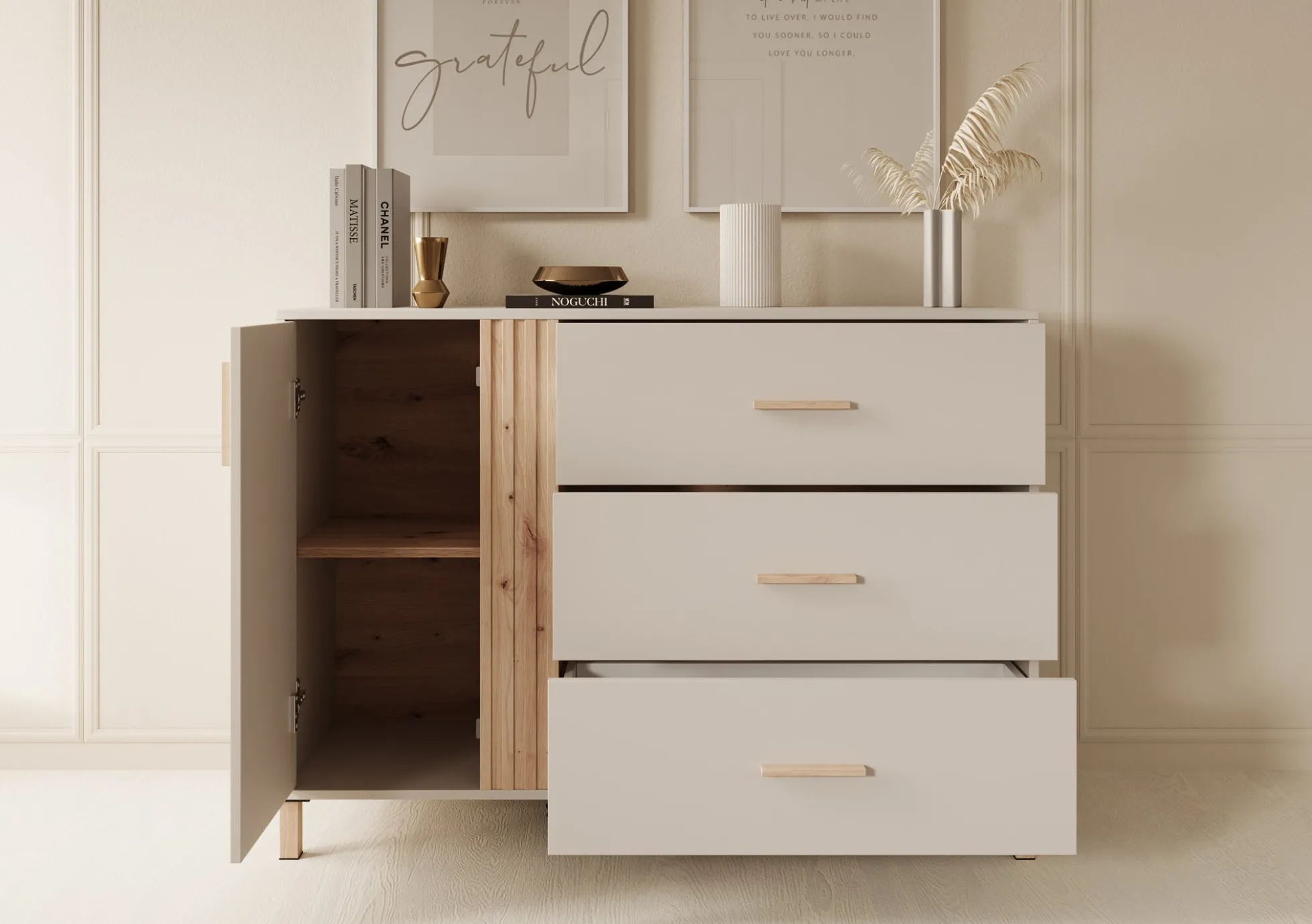 Bahia - Dressoir - Beige - 125x40x90 cm