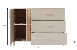 Bahia - Dressoir - Beige - 125x40x90 cm