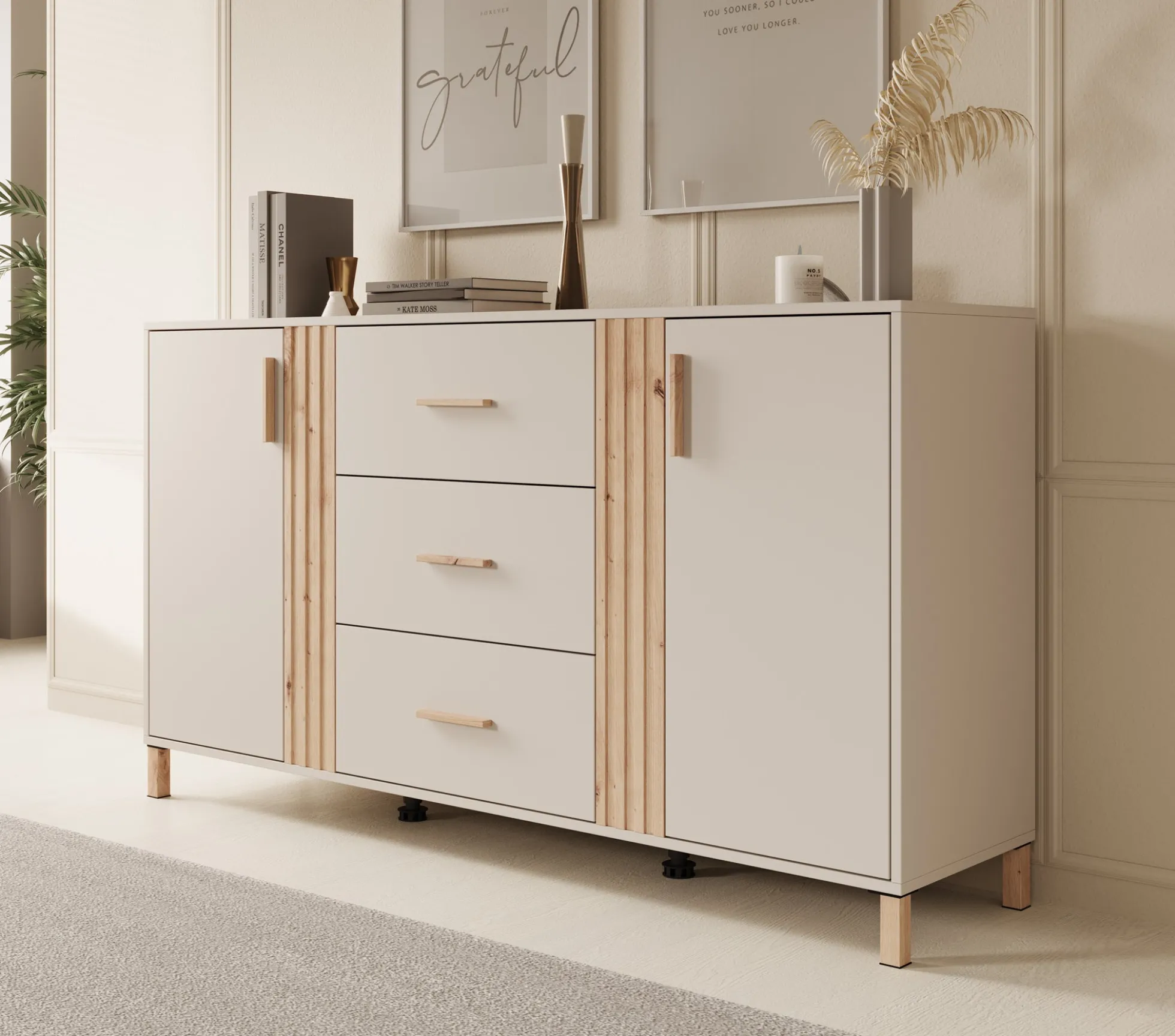 Bahia - Dressoir - Beige - 163x40x90 cm