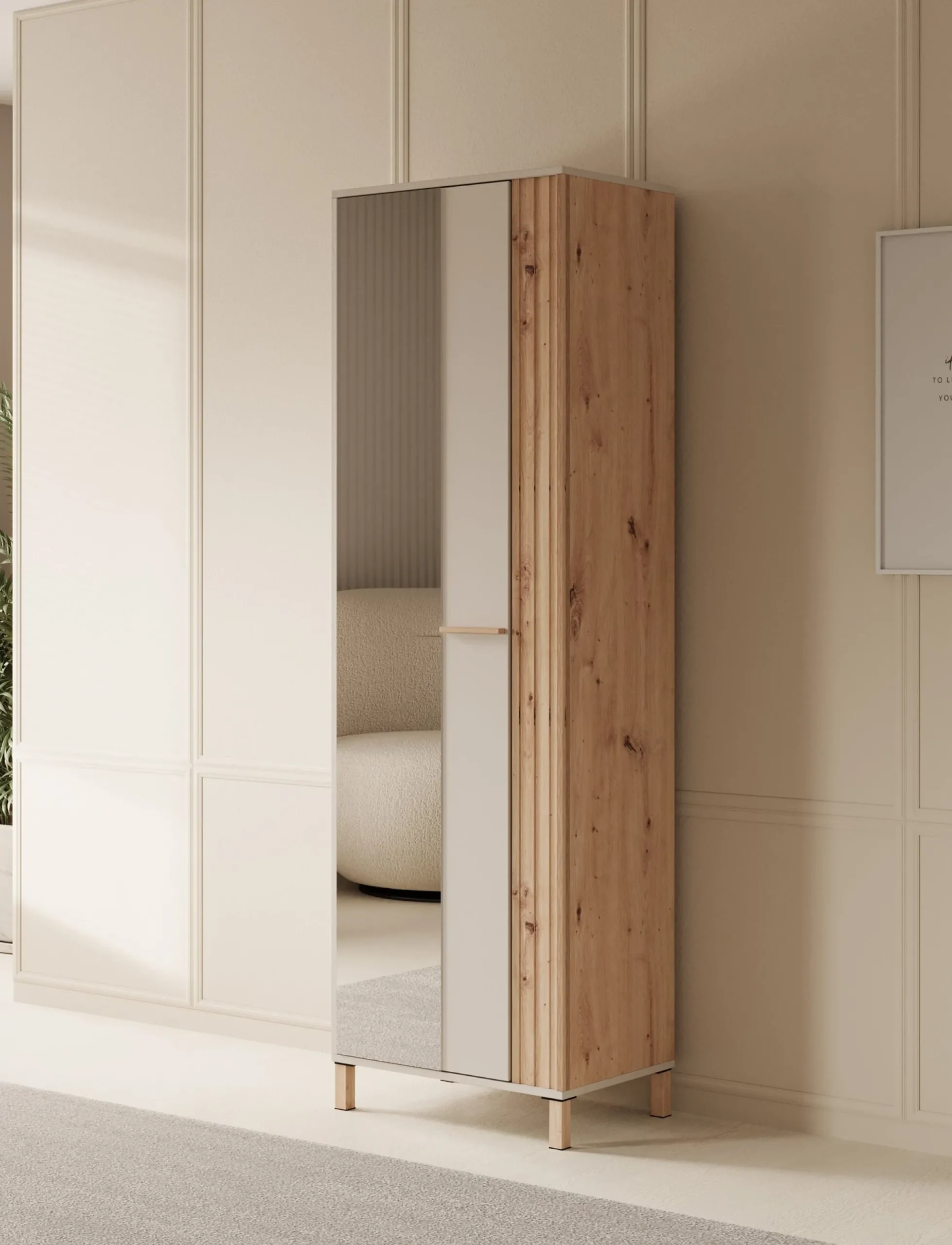 Bahia - Halkast met deur - Beige - 60x40x193 cm