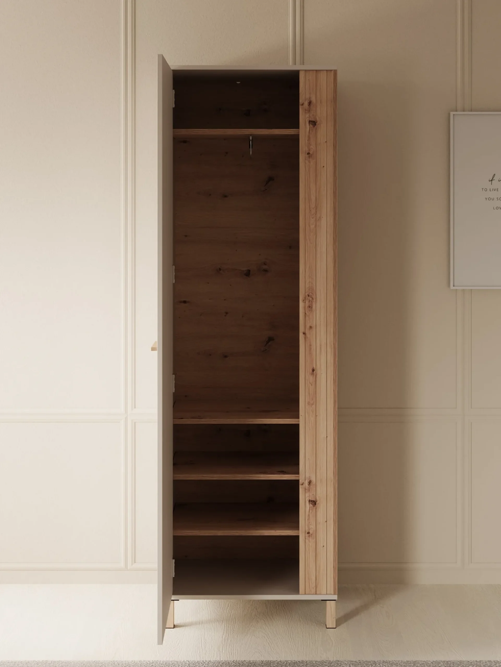 Bahia - Halkast met deur - Beige - 60x40x193 cm