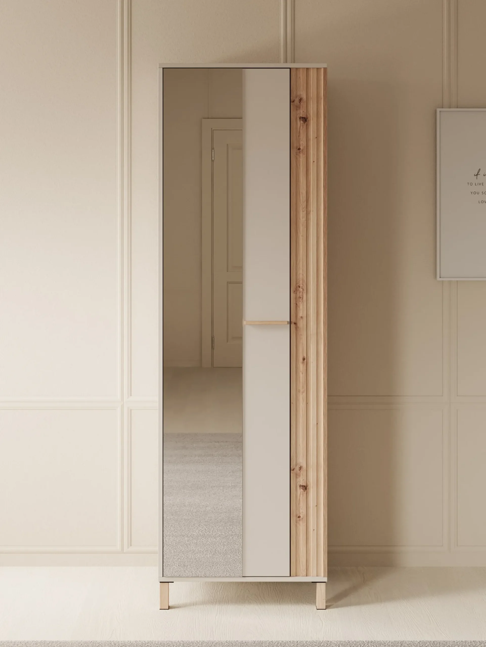 Bahia - Halkast met deur - Beige - 60x40x193 cm