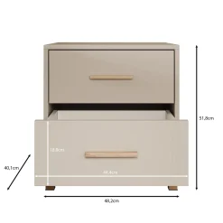 Bahia - Nachtkastje 2 lades - Beige - 48x40x52 cm