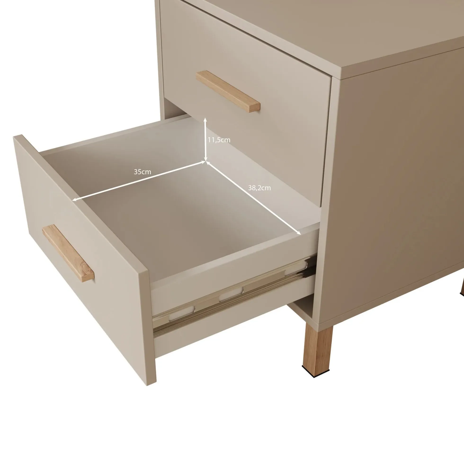 Bahia - Nachtkastje 2 lades - Beige - 48x40x52 cm