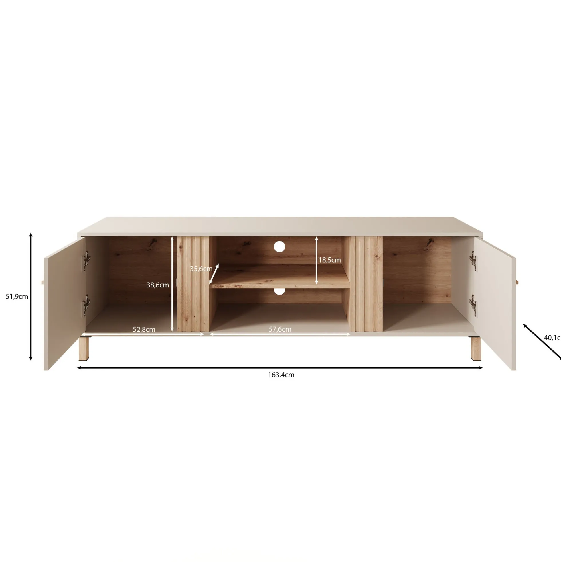 Bahia - TV-Meubel met 2 deuren - Beige - 163 cm