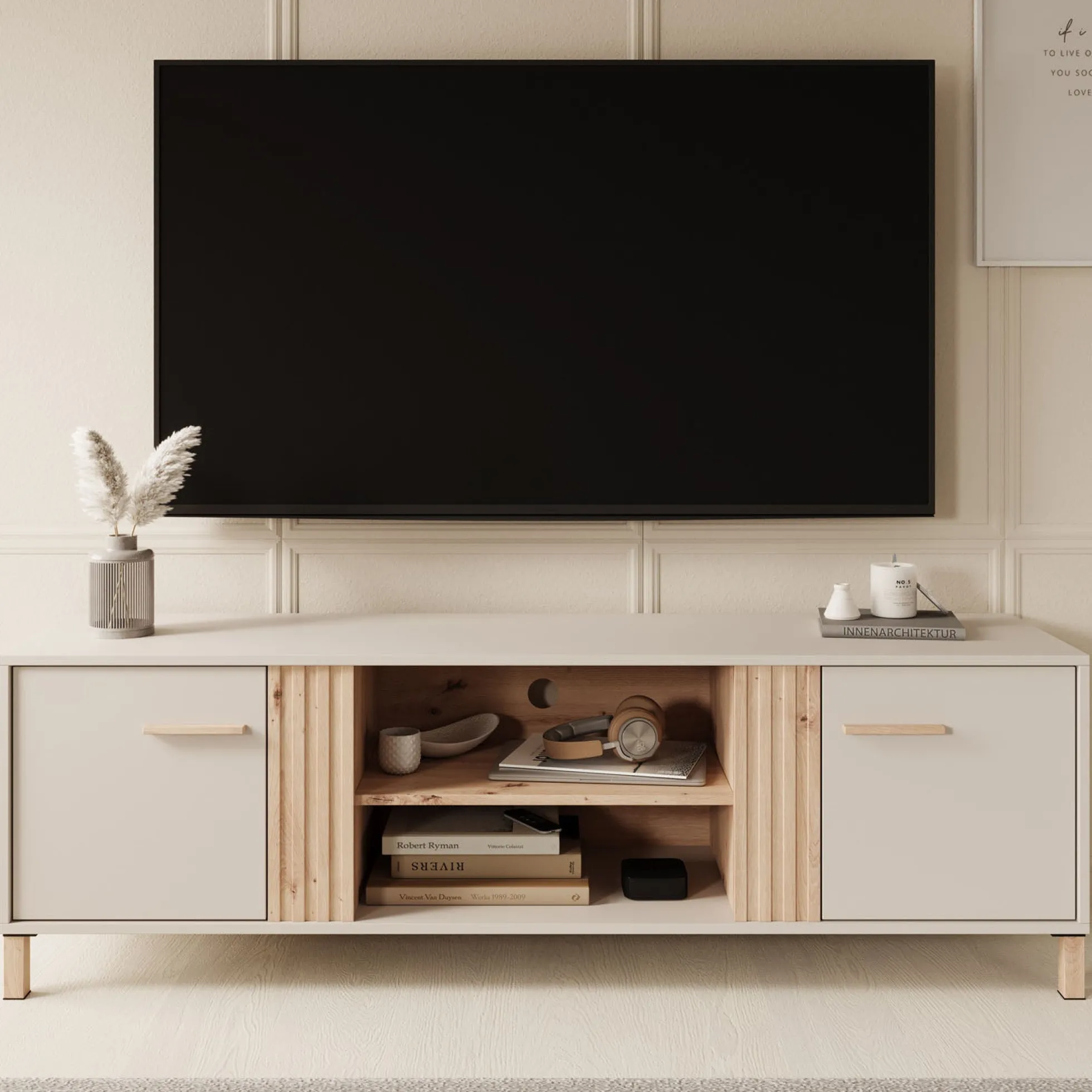Bahia - TV-Meubel met 2 deuren - Beige - 163 cm