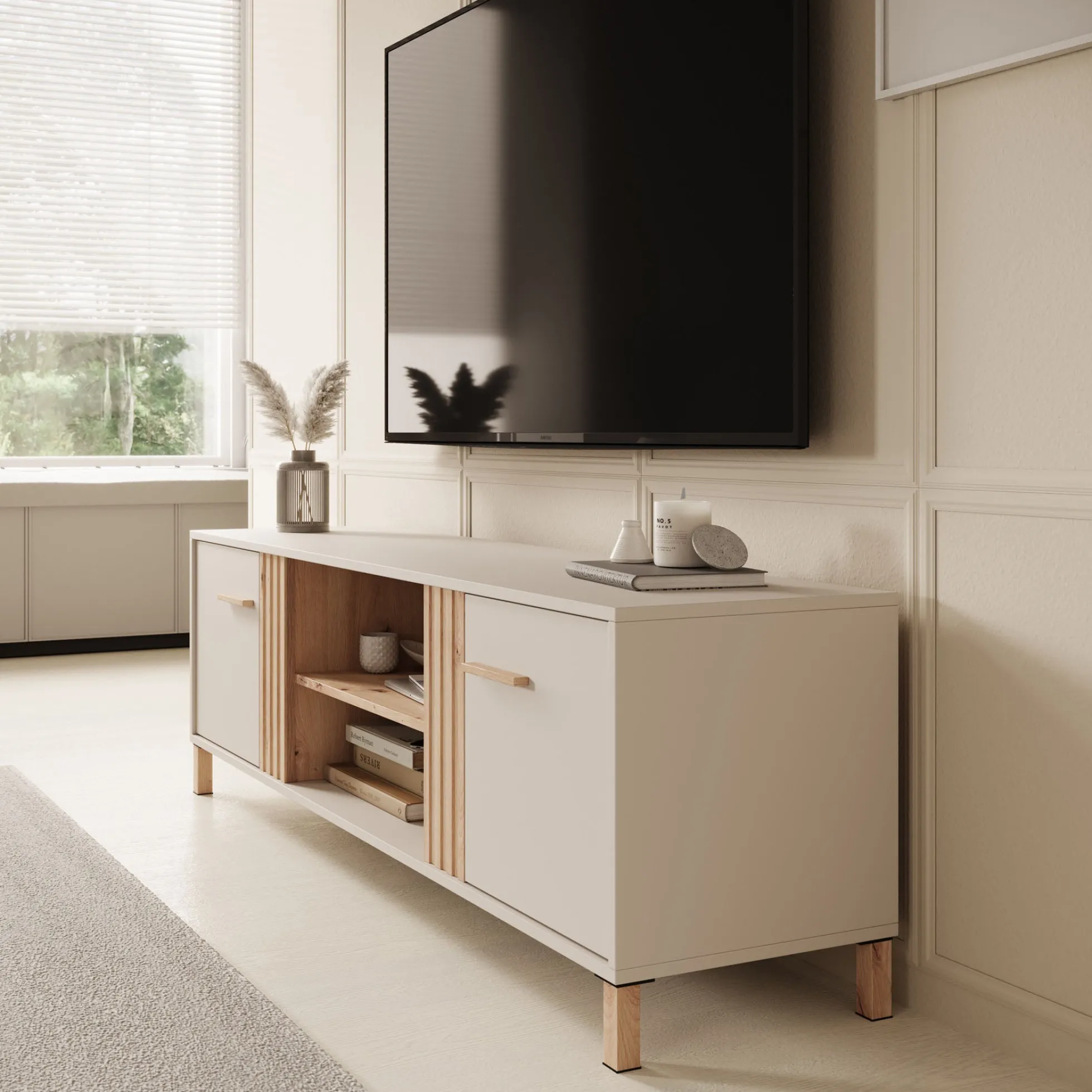 Bahia - TV-Meubel met 2 deuren - Beige - 163 cm