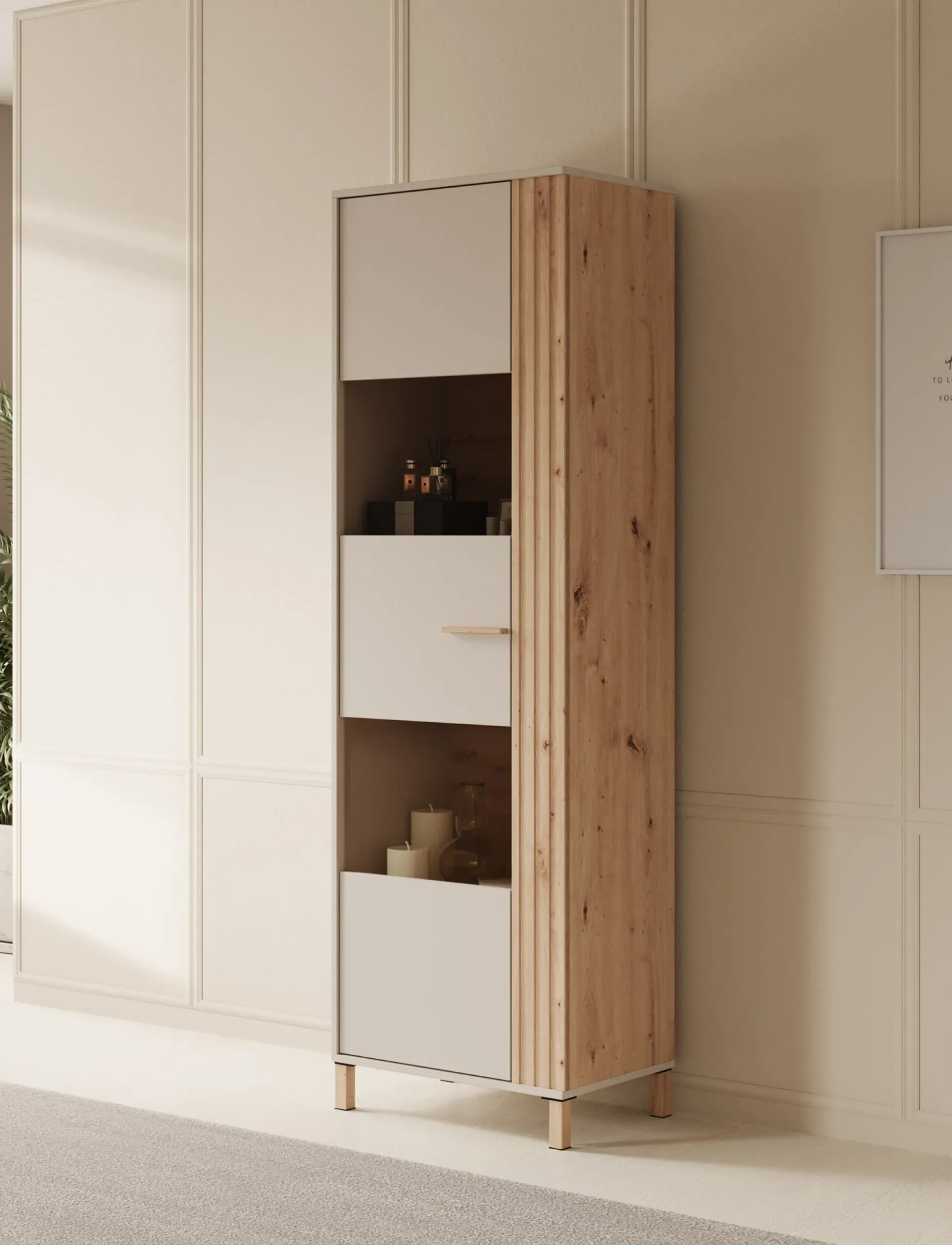 Bahia - Vitrinekast - Beige - 60x40x193 cm