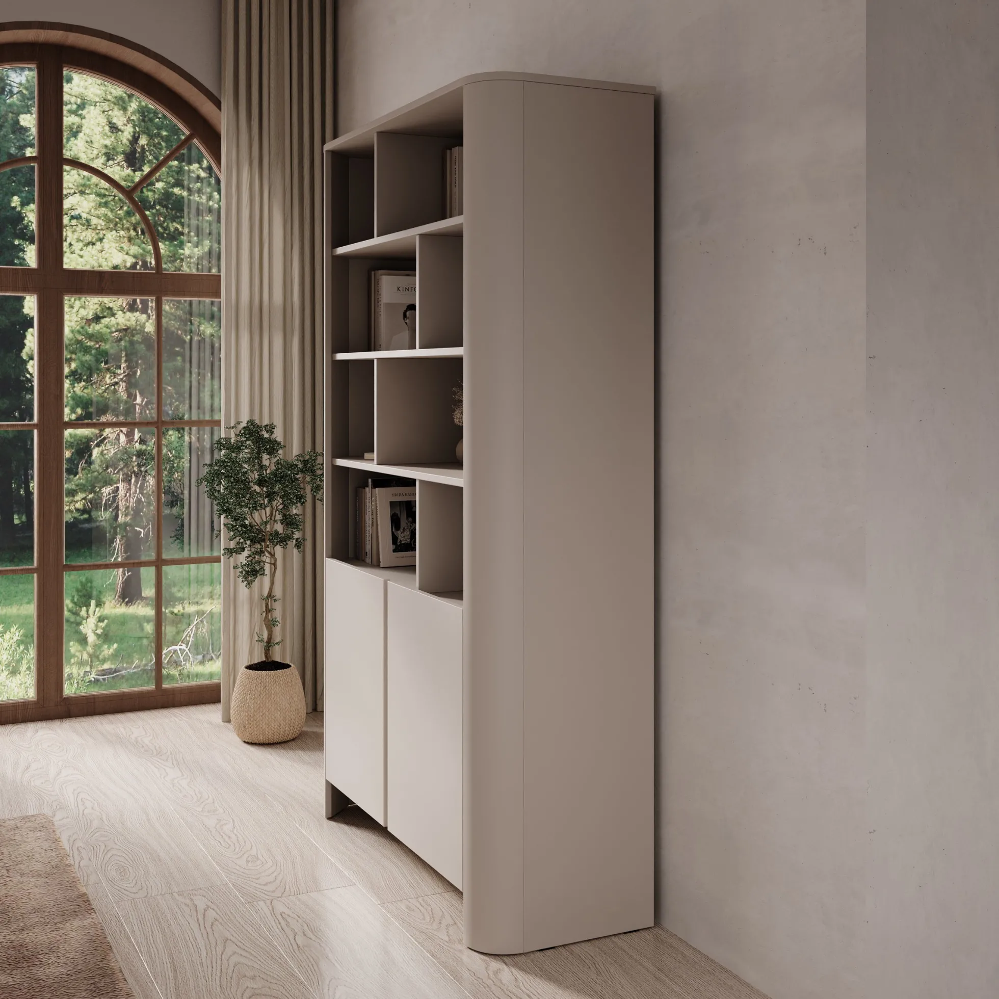 Barbados - Boekenkast - Beige - 103x39x170 cm