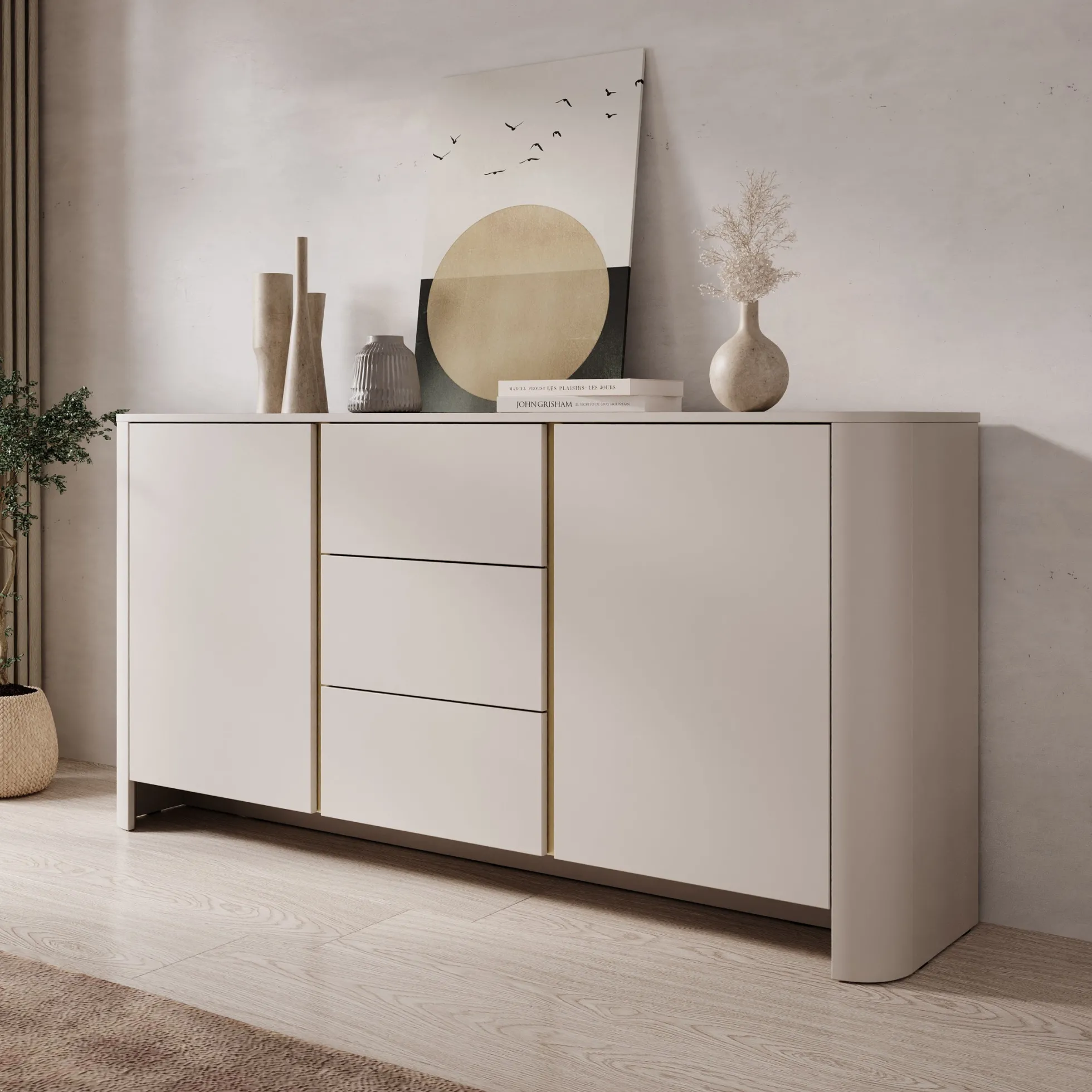 Barbados - Dressoir - Beige - 168x39x84 cm