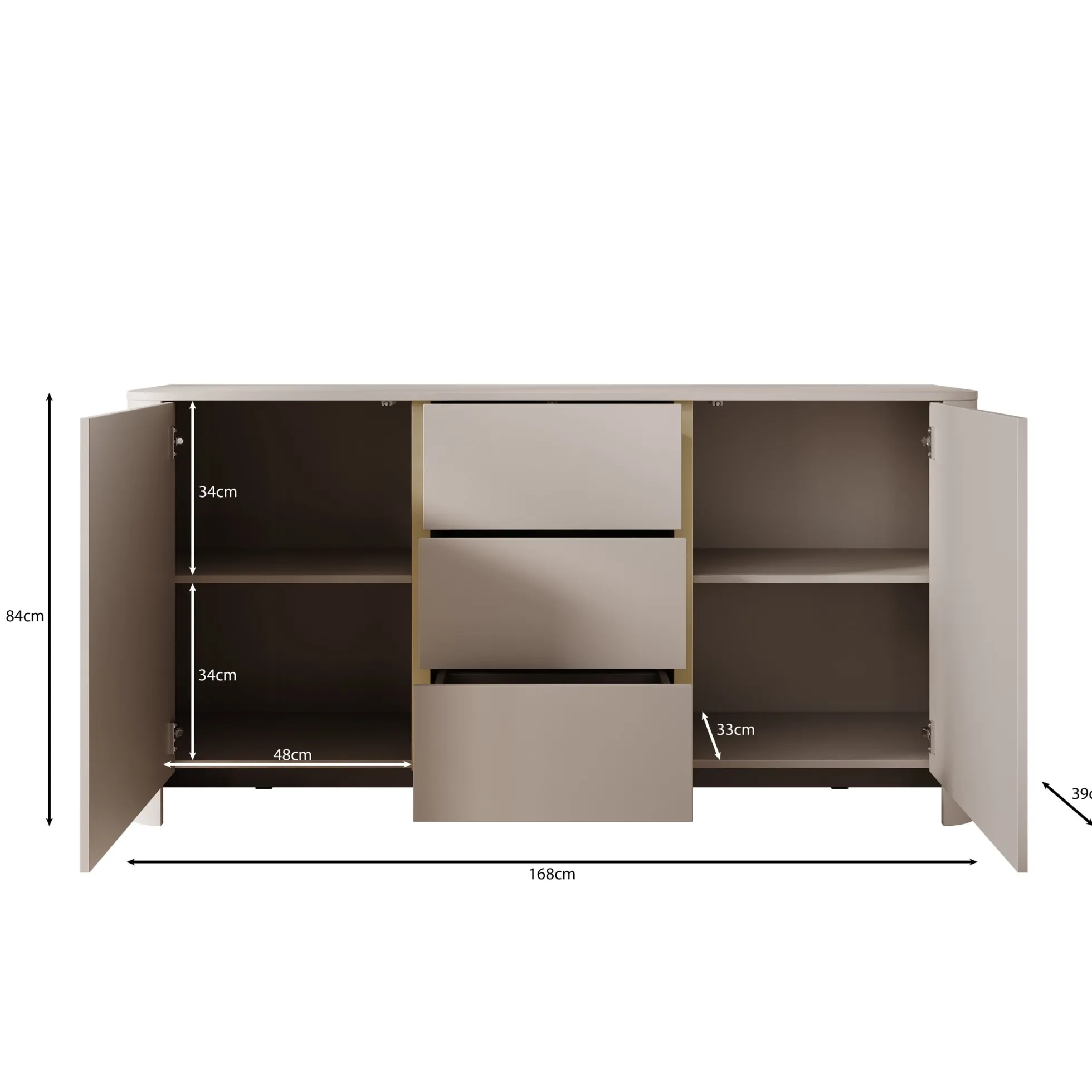Barbados - Dressoir - Eiken - 168x39x84 cm
