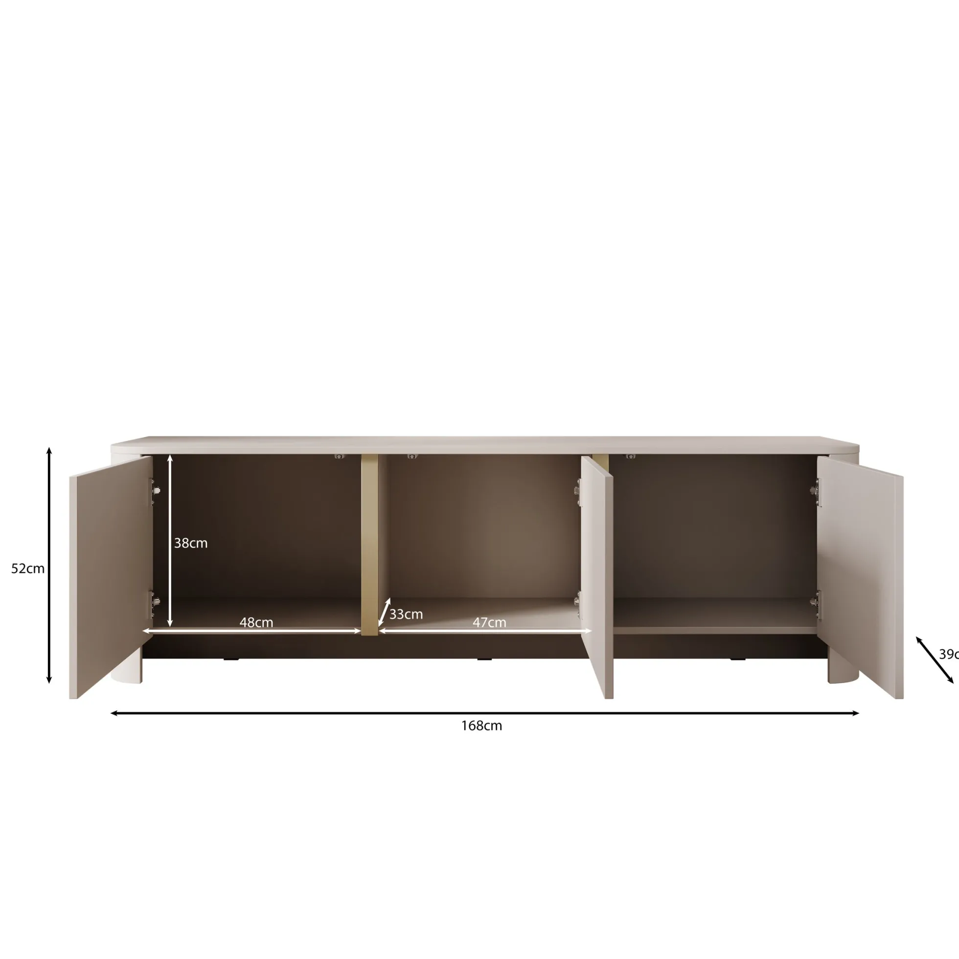 Barbados - TV-Meubel - Beige - 168x39x52 cm