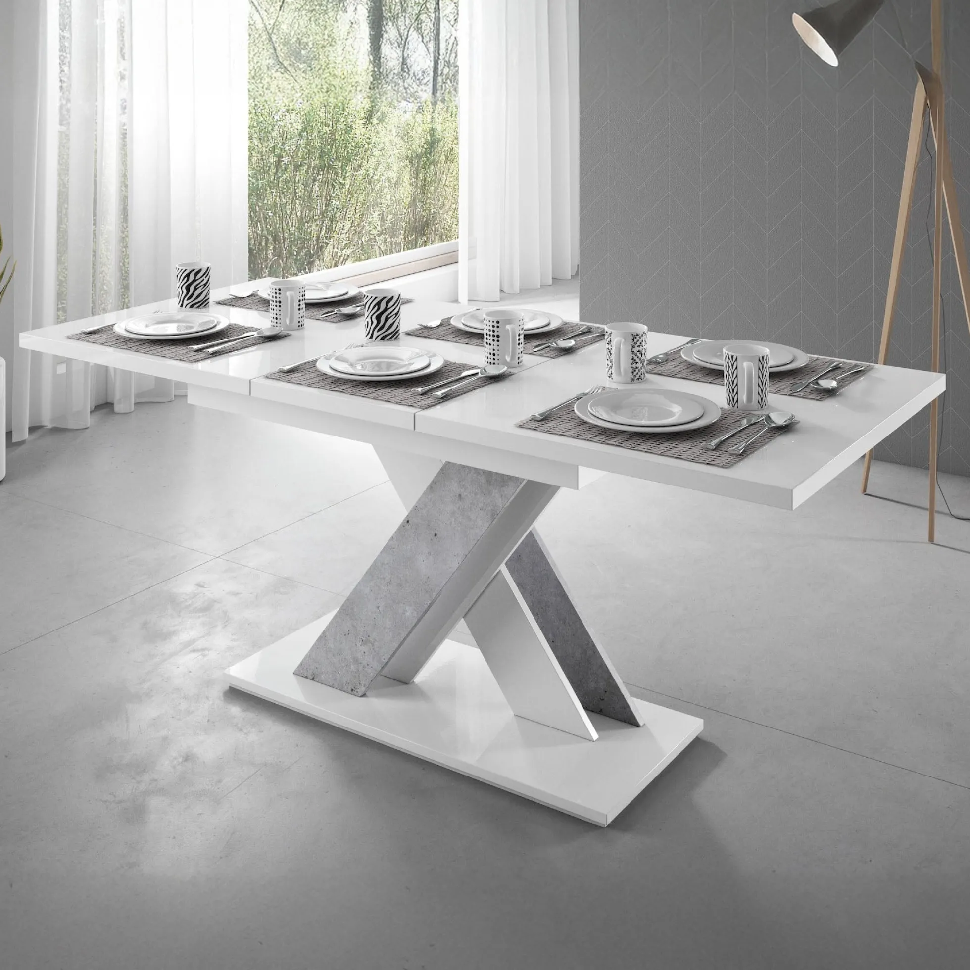 Bari - Eetkamertafel - Wit/betonlook - 140x80x75 cm
