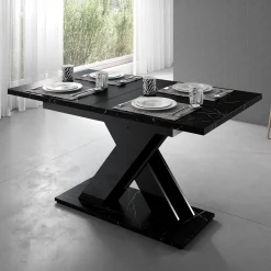 Bari - Eetkamertafel - Zwart/marmerlook - 140x80x75 cm