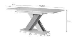 Bari - Eetkamertafel - Zwart/marmerlook - 140x80x75 cm