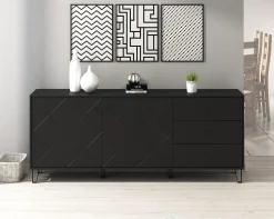 Barlo - Dressoir - Mat zwart - 183x40x75 cm