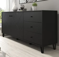 Barlo - Dressoir - Mat zwart - 183x40x75 cm
