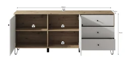Barlo - Dressoir - Wit/eiken - 183x40x75 cm