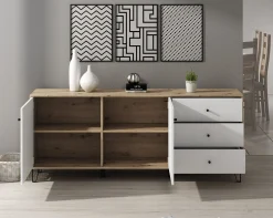 Barlo - Dressoir - Wit/eiken - 183x40x75 cm