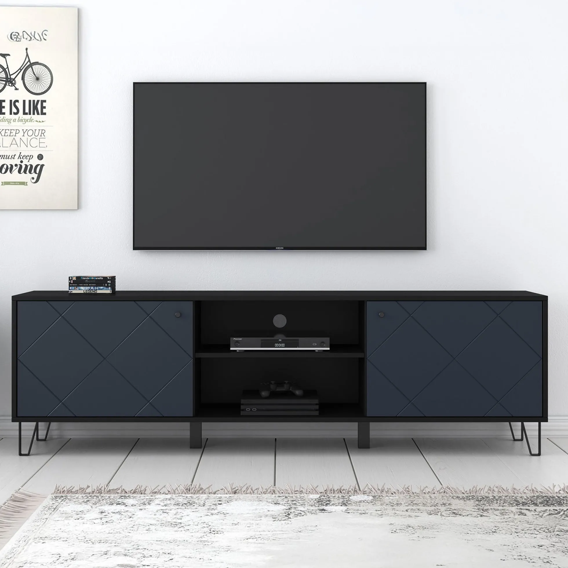 Barlo - TV-Meubel - Mat zwart - 183 cm