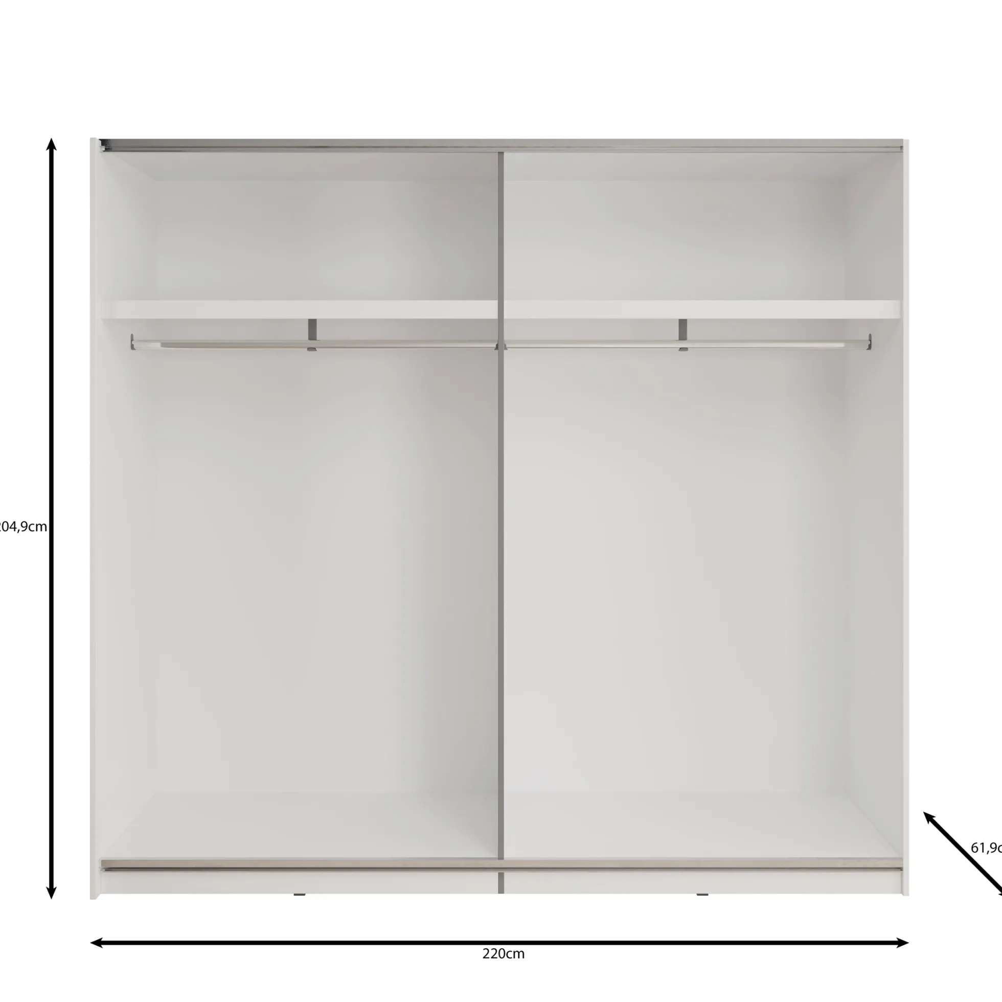 Basmira - Kledingkast met schuifdeuren - Eikenpatroon - 220x62x205 cm