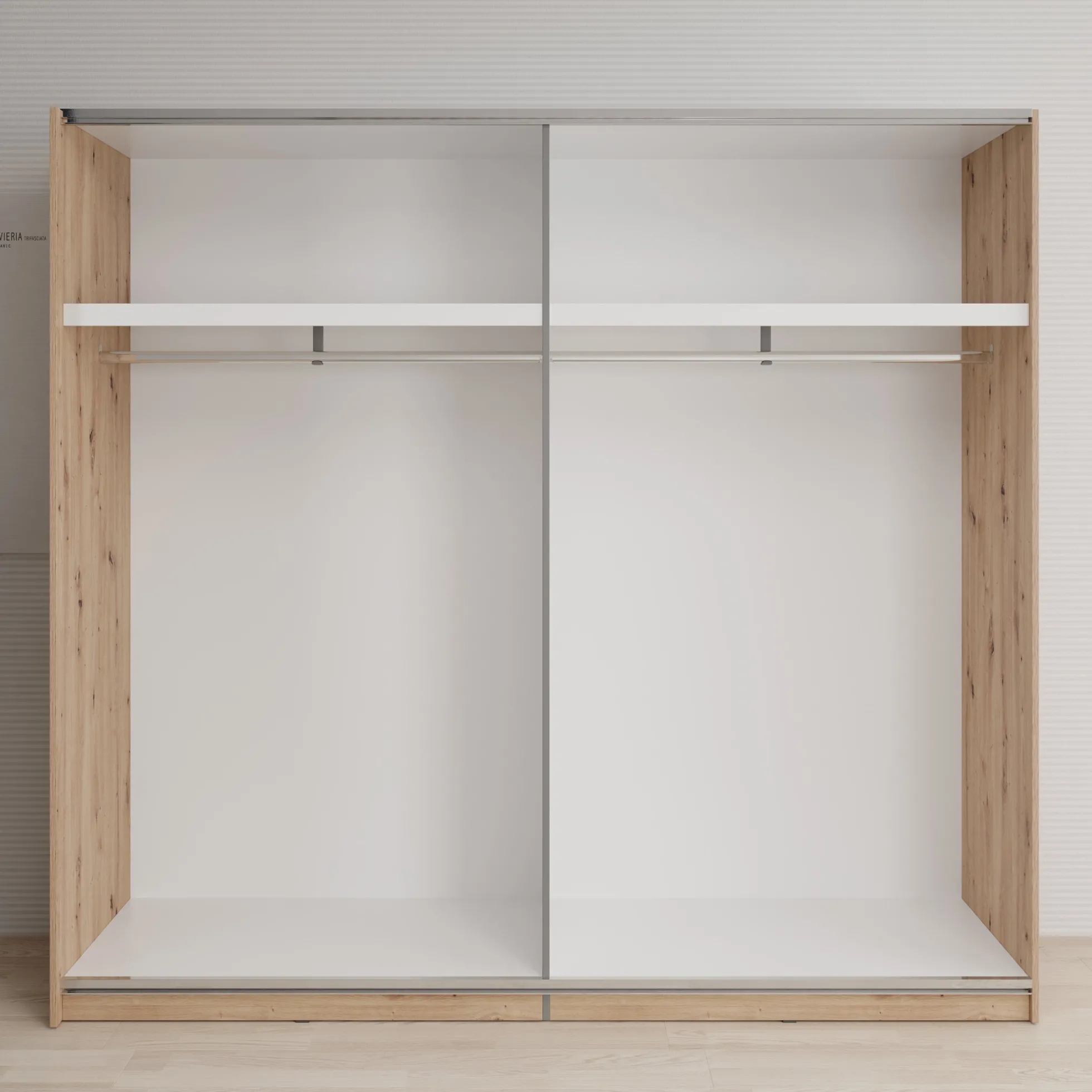 Basmira - Kledingkast met schuifdeuren - Eikenpatroon - 220x62x205 cm