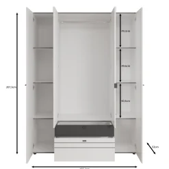 Basmira - Kledingkast met 4 deuren - Eikenpatroon - 155x52x208 cm