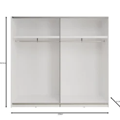 Basmira - Kledingkast met schuifdeuren - Wit - 220x62x205 cm