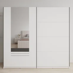Basmira - Kledingkast met schuifdeuren - Wit - 220x62x205 cm