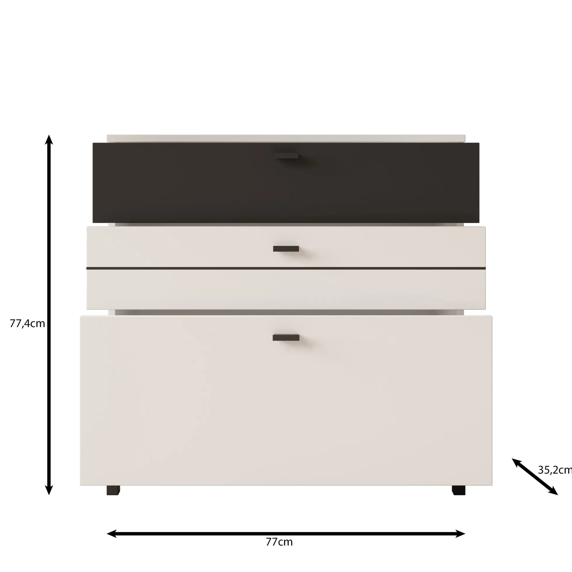 Basmira - Ladekast met 3 lades - Eikenpatroon - 77x35x78 cm