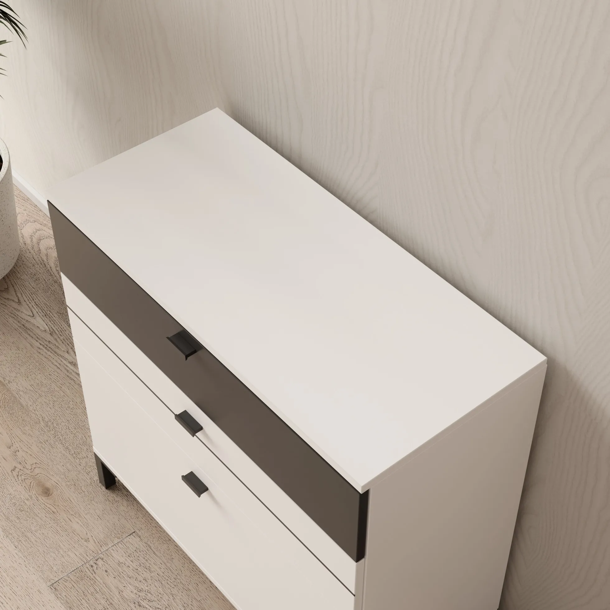 Basmira - Ladekast met 3 lades - Wit - 77x35x78 cm