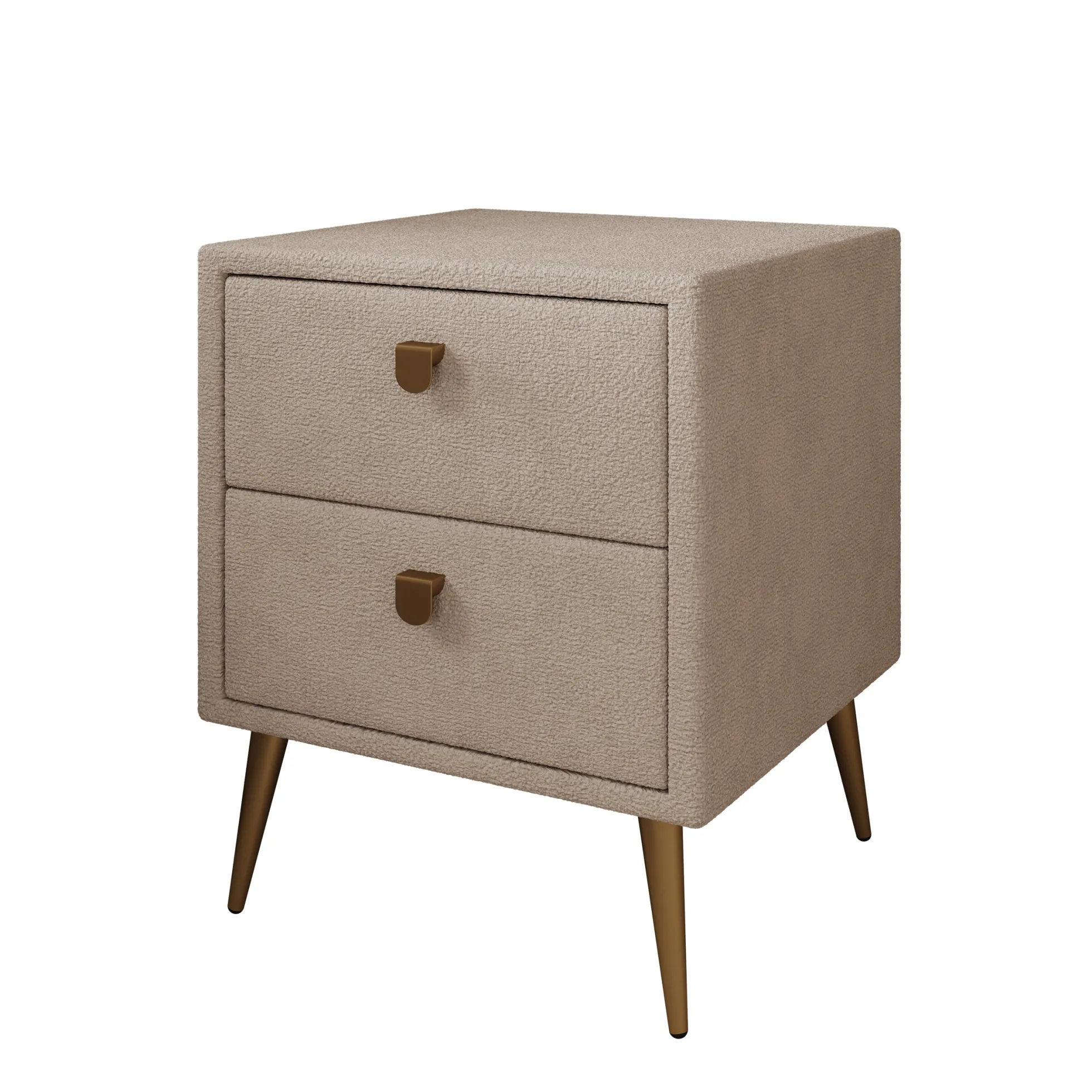 Bavira - Nachtkastje met lades - Stof beige - 41x41x54 cm